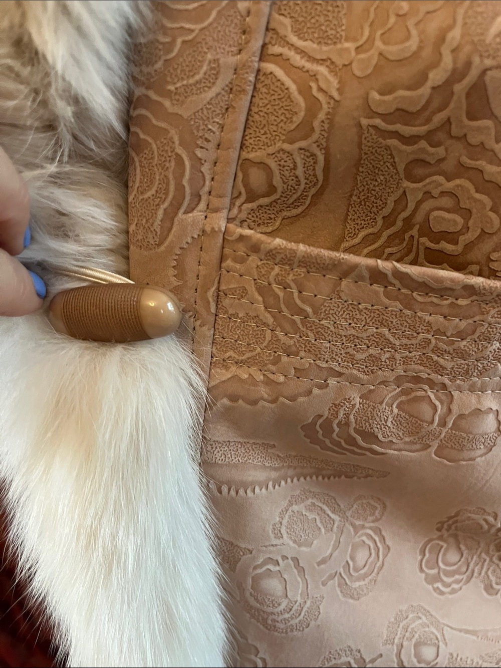 Vintage 80s Marvin Richard’s J Percy Blush suede Coat with Cream fur trim Size M - Picture 10 of 16